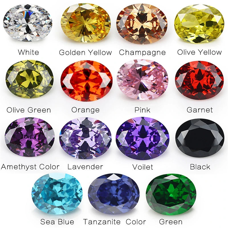Size 2x3mm~13x18mm Oval Shape 5A CZ Stone Synthetic Gems Color Cubic Zirconia Loose Zircon For Jewelry Making - AMULET RING STORE