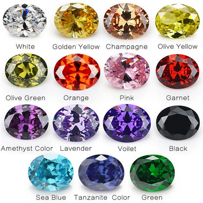 Size 2x3mm~13x18mm Oval Shape 5A CZ Stone Synthetic Gems Color Cubic Zirconia Loose Zircon For Jewelry Making - AMULET RING STORE