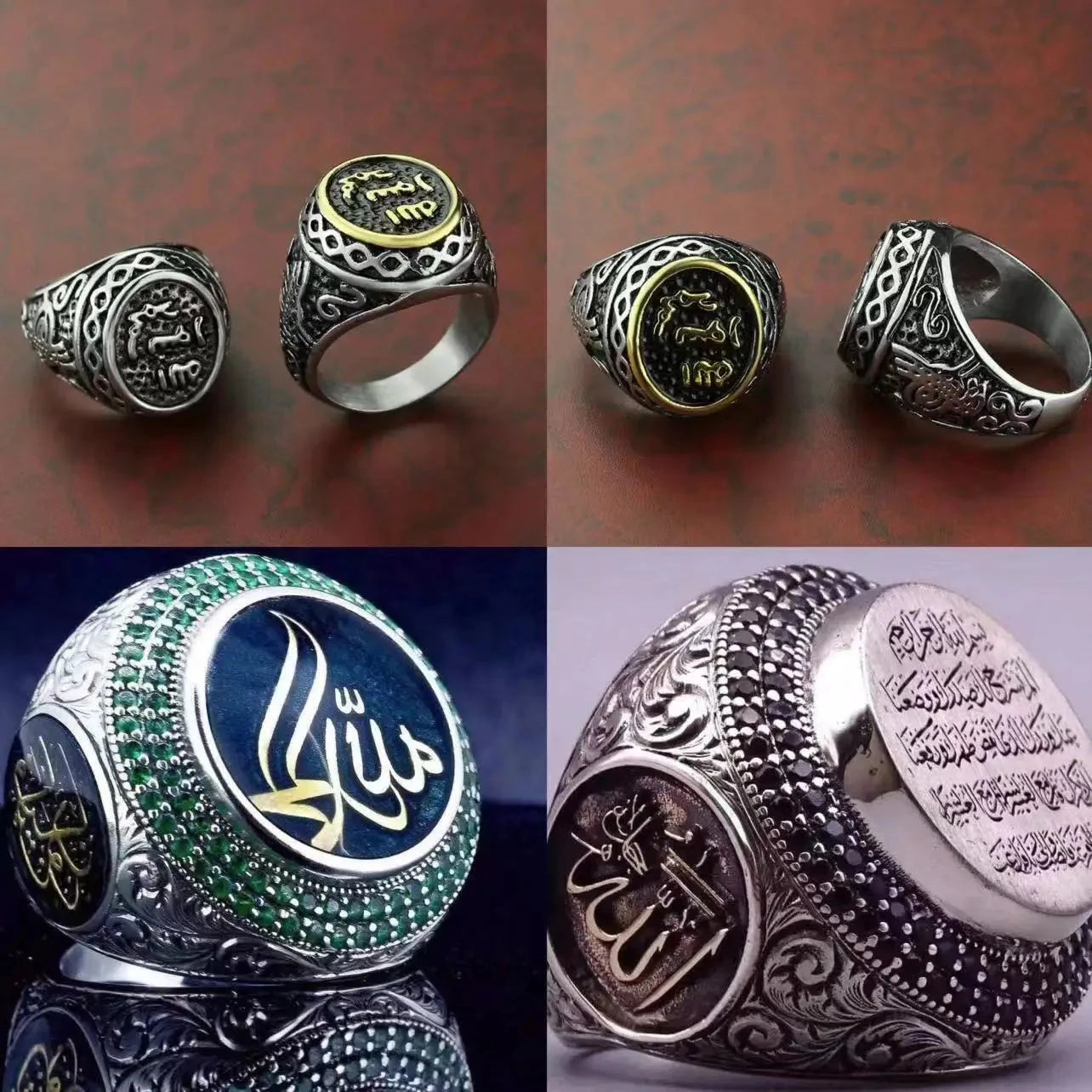 Vintage Arab Style Rings for Men Stainless Steel Ethnic Jewelry Arabian Calligraphy Machete Koran Scripture Shaped Exotic Gifts - AMULET RING STORE