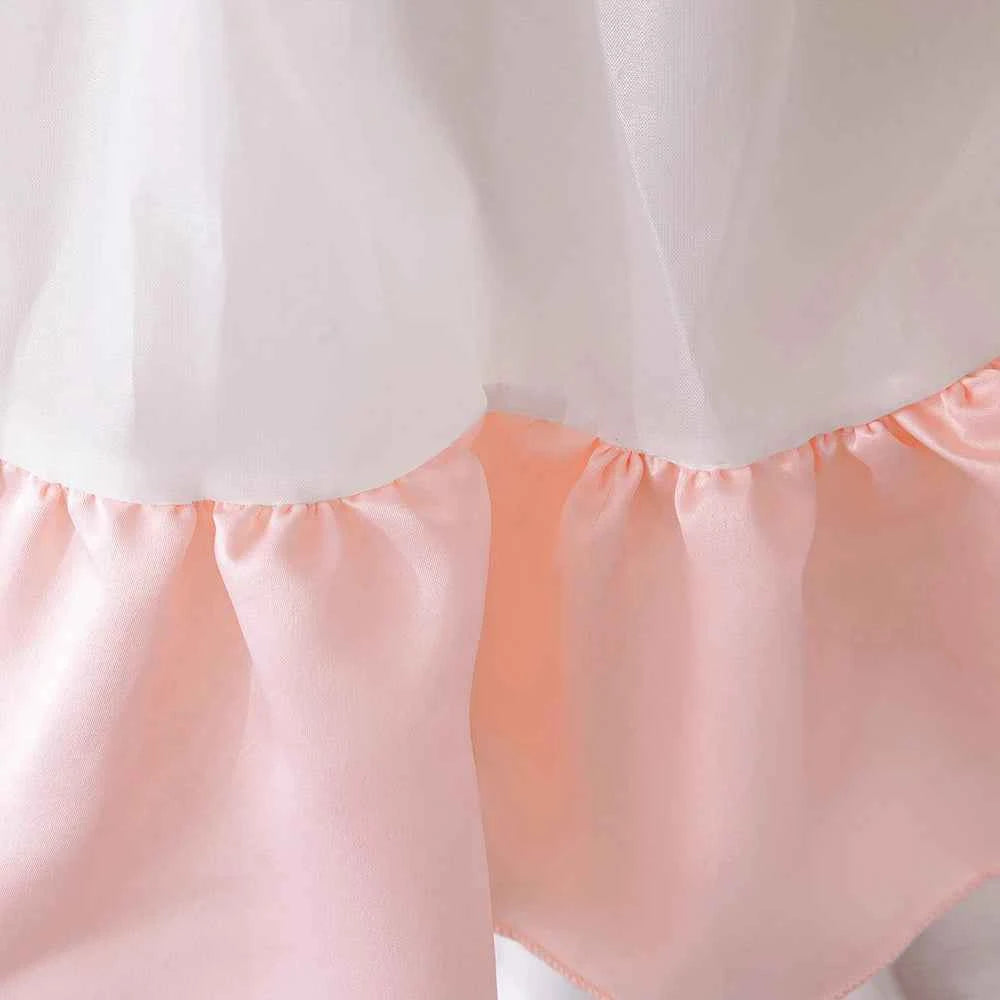 Toddler Girls Floral Lolita Party Dresses Kids Pink Fancy Birthday Gown Baby Carnival Pageant Fashion Dress Children Costumes