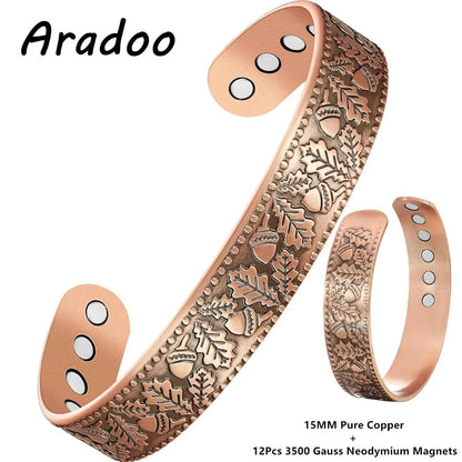 ARADOO Copper Bracelets for Women 99% Pure Copper Handwoven Bracelet Cuff Bangle