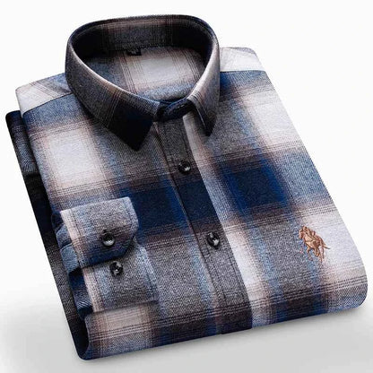 Long Sleeve Shirts For Men Classic Style Turn Down Collar Flannel Plaid Casual Clothing Daily Use Easy Care Soft Material Shirts
