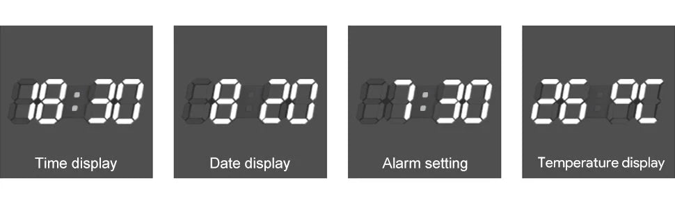 3D LED Wall Clock Large Digital Wall Clock With Remote Control Alarm Clock Time/Date/Temp Display Wall&Table Clock Modern Design