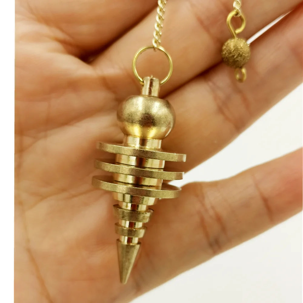 Bronze Metal Copper Spiritual Point Pendulum for Divination Healing Dowsing Wicca Balancing Pointed Cone Pendant Pendulum