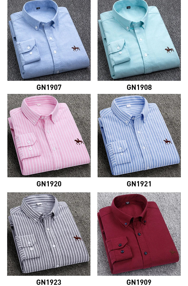 Long Sleeve Pink Shirt For Men Oversize Slim Fit Casual Dress Shirts Four Seasons Cotton Oxford New Fashion Korean Men Clothing