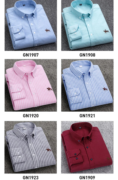 Long Sleeve Pink Shirt For Men Oversize Slim Fit Casual Dress Shirts Four Seasons Cotton Oxford New Fashion Korean Men Clothing