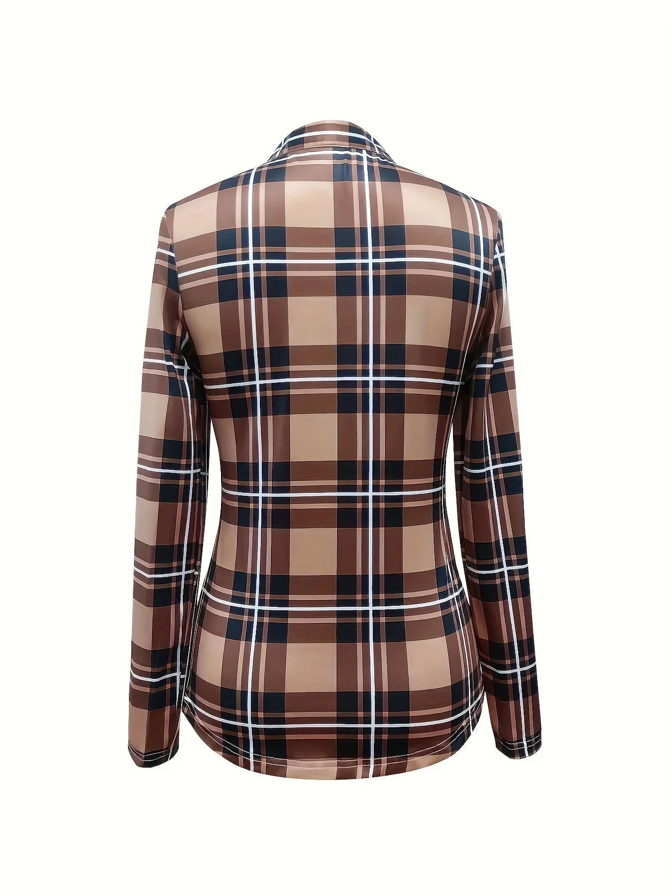 Plus Size 1XL-5XL Women's Fashionable Plaid Printed Waistband Tops Shirt Women Casual Spring V-neck Elegant Shirt Clothing