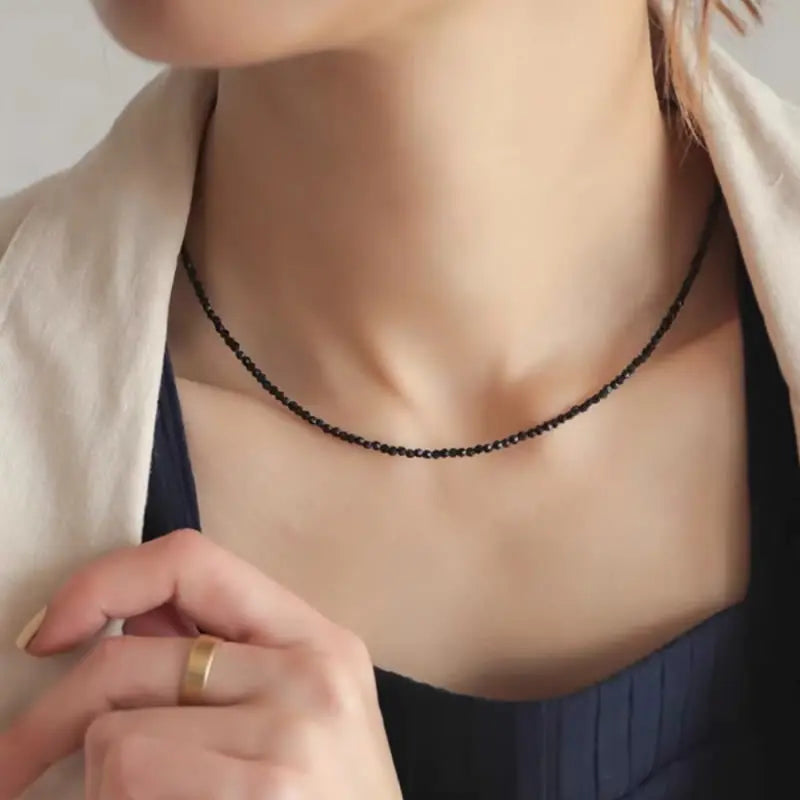 Fashion 2-3mm Faceted stone beads Necklace bracelet Pink Quartz Crystal zircon amethyst Choker Men Female Jewelry Party Gift - AMULET RING STORE