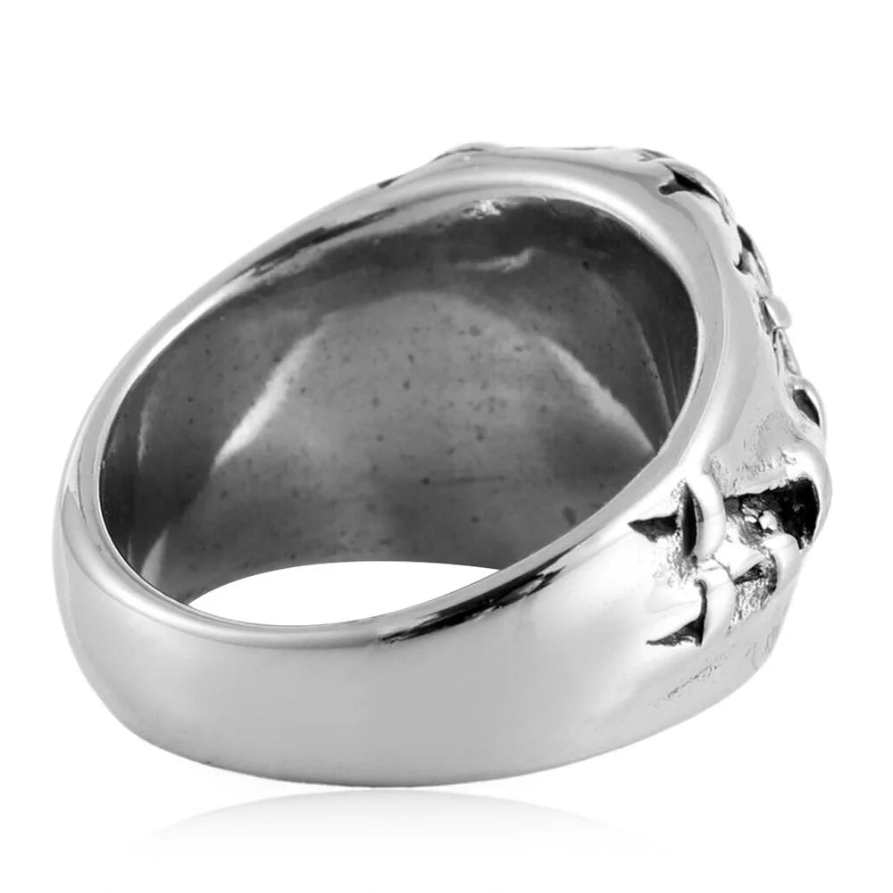 European and American stainless steel ring Retro punk men's devil eye titanium steel ring