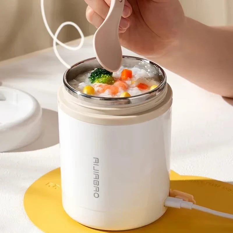 600ML USB Electric Heating Lunch Box Portable Picnic Milk Drink Food Heater Stainless Steel Food Warmer Container 5V 12V 24V - AMULET RING STORE
