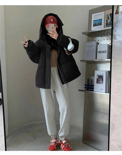 Women's Winter Warm Padded Jacket Coat 2025 New Down Cotton Hooded Solid Thick Parka Waterproof Puffy Korean Fashion Outdoor