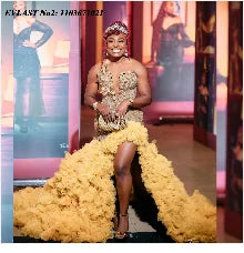 EVLAST Orange Sequin Mermaid Dress - Prom Gown - AMULET RING STORE