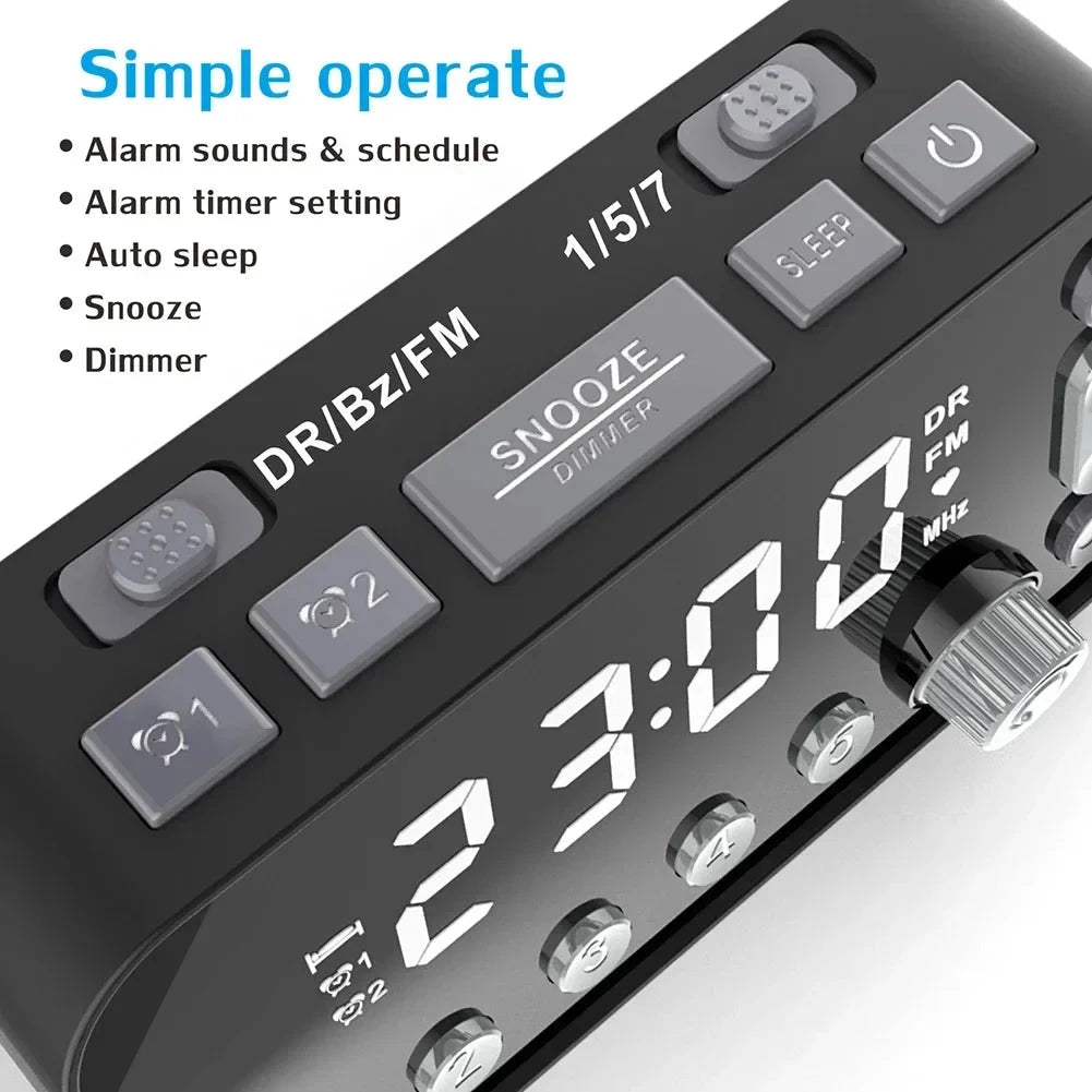 A1 Digital Desktop Alarm Clock Dual USB Charging Port LED Display DAB FM Radio