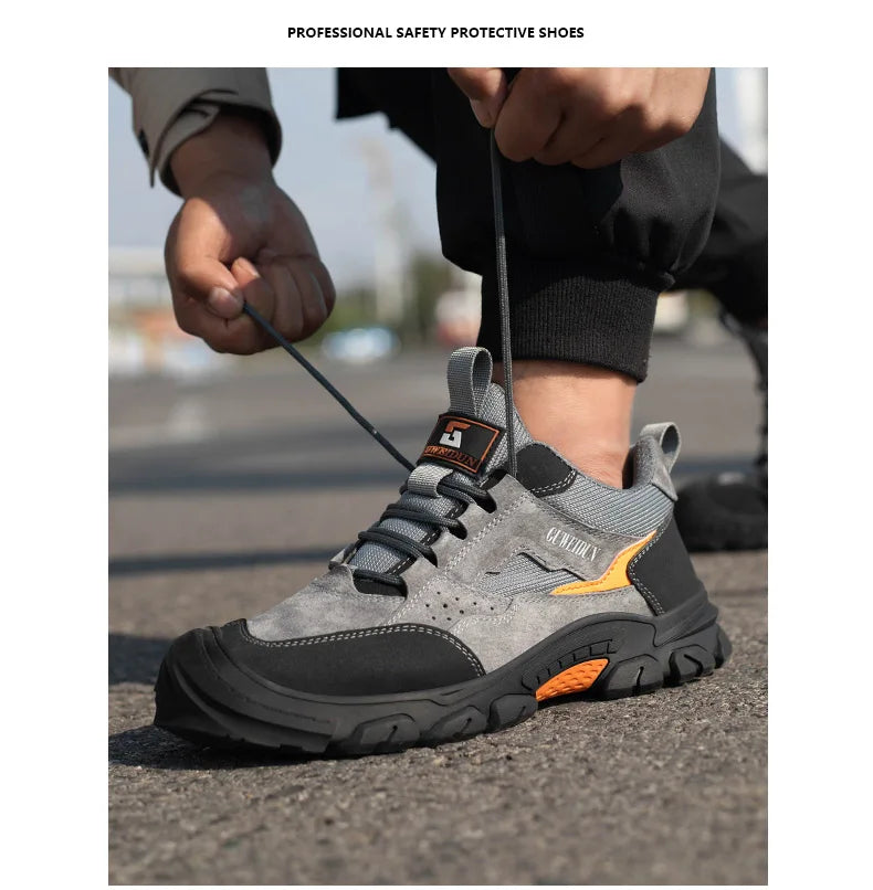 Men Safety Work Shoes Plastic Toe Safety Boots Fashion Lightweight Comfort Working Sneakers Anti-puncture Indestructible Shoes - AMULET RING STORE