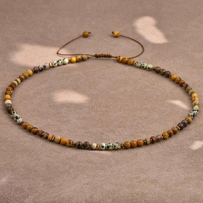 Black Onyx Turquoise Necklace for Men 6mm Natural Stone Beaded Energy Jewelry Adjustable Hand-Knotted Men's Necklace Healing Cry