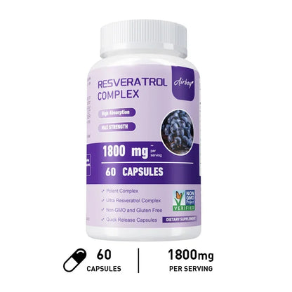 Resveratrol Complex - Support Circulatory Health, Healthy Aging, Antioxidants, Cardiovascular Health, Promotes Smooth Skin - AMULET RING STORE