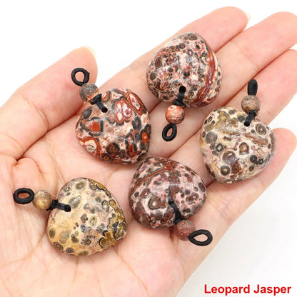 24mm Heart Shape Pendants Natural Stone Healing Crystal Quartz Tiger Eye Energy Gemstones for Jewelry Making DIY Necklace Gifts