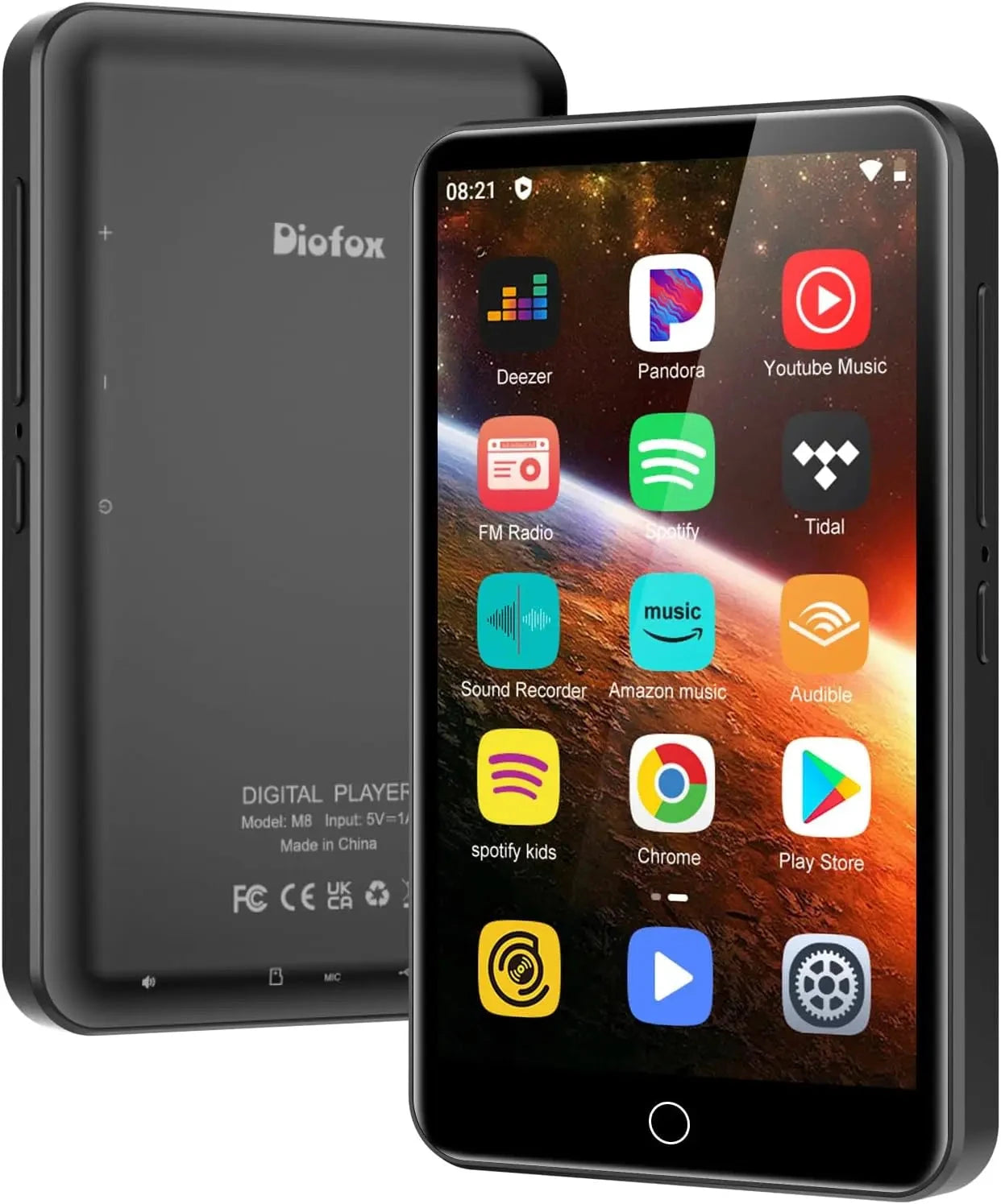 80GB (16GB+64GB) MP3 Player Android 9.0 with Bluetooth and WiFi, 4.0-inch with speakers, FM radio, eBooks, capacity up to 512GB