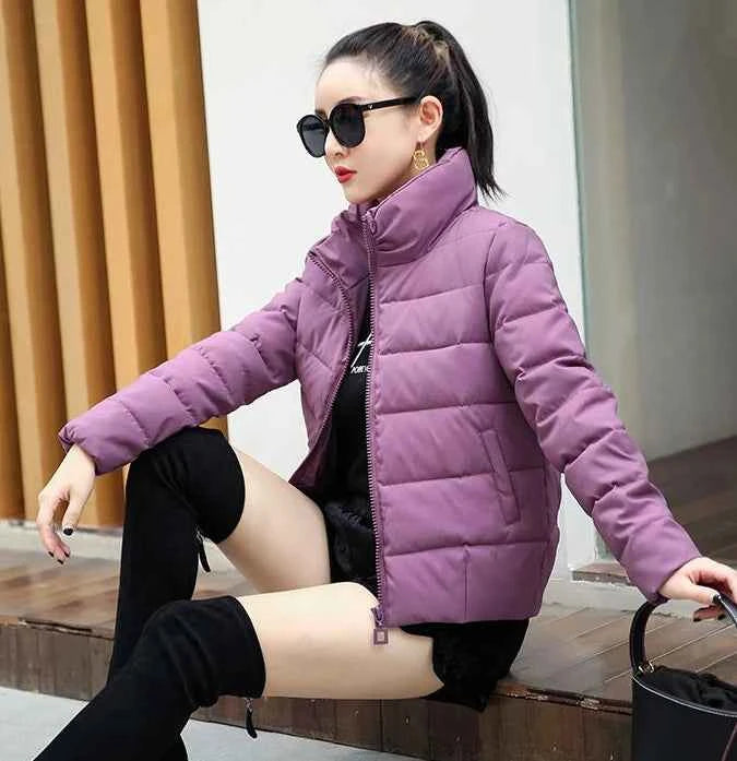 Red Quilted Padded Duck Down Short Woman Coat Thick Padding Jackets for Women Black Cropped Harajuku Fashion Winter Outer 2025