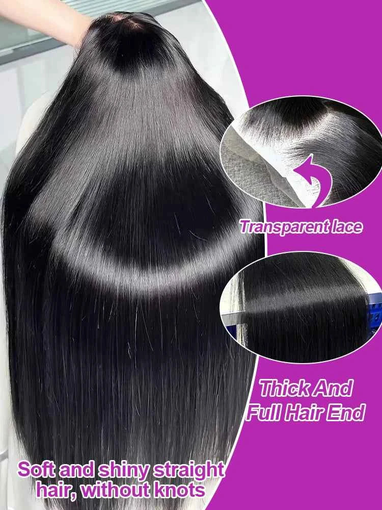 300% High Density Straight Human Hair Wigs 13x6 13x4 HD Lace Front Wig Brazilian 40 46 Inch 360 Full Lace Frontal Human Hair Wig