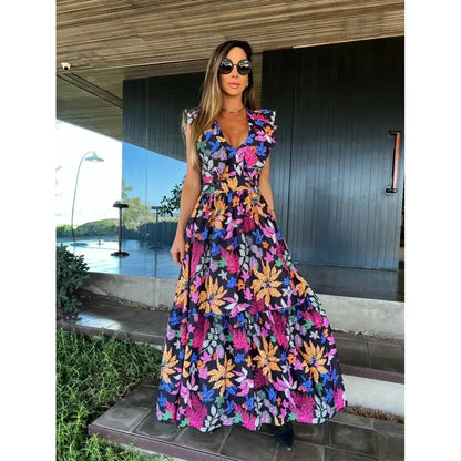 V-Neck Backless Beach Dress - Summer Beachwear - AMULET RING STORE