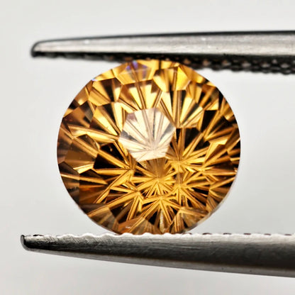 New Champagne 5.0-12.0mm Round Pyrotechnic Cut Cubic Zirconia Stones Loose Gemstone for Jewelry Making - AMULET RING STORE