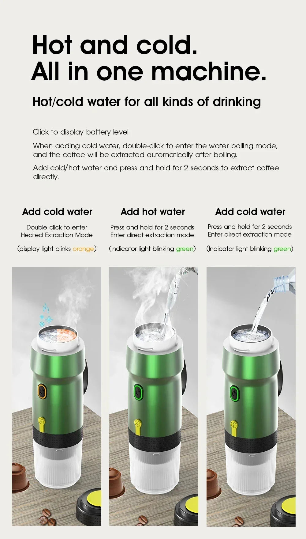 Electric Portable Coffee Machine Portable Italian Espresso Machine for Car & Home 3-in-1 Capsule Powder Travel Coffee Maker - AMULET RING STORE