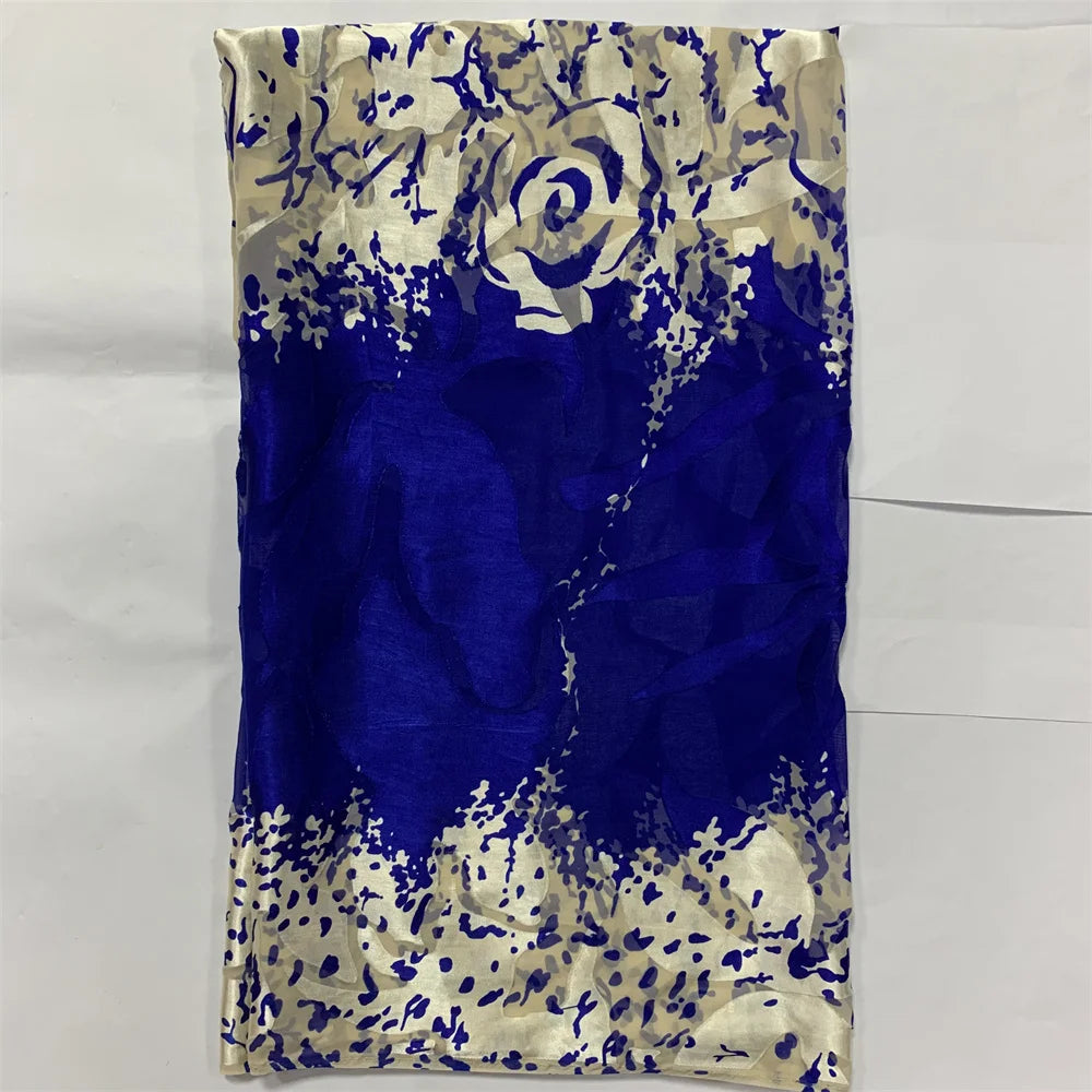 Nigerian Silk Fabrics French Lace Tulle Scarf Burnt-Out Silk Dirac African Fabrics