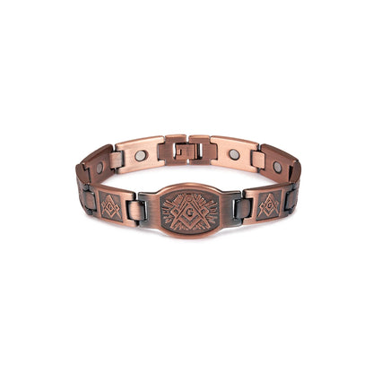 Cross Magnetic Bracelet Copper Energy 12mm Wristband Magnetic Bracelet Men Chain Link Vintage Masonic Ethnic Tribal Jewelry Men