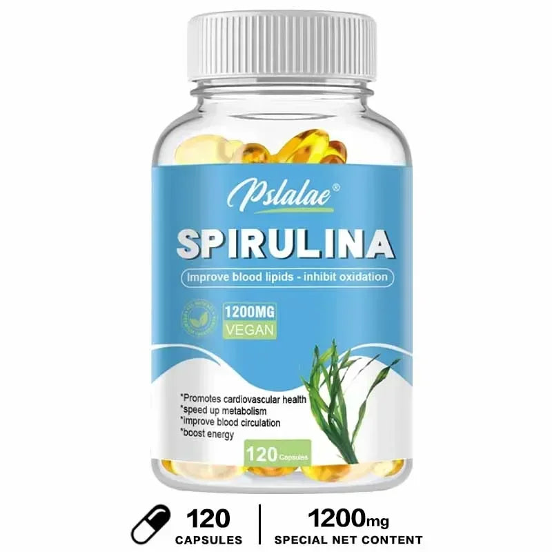 Organic Spirulina Capsules - Helps Detoxify, Supports Immune System Health, Antioxidant, Boosts Energy