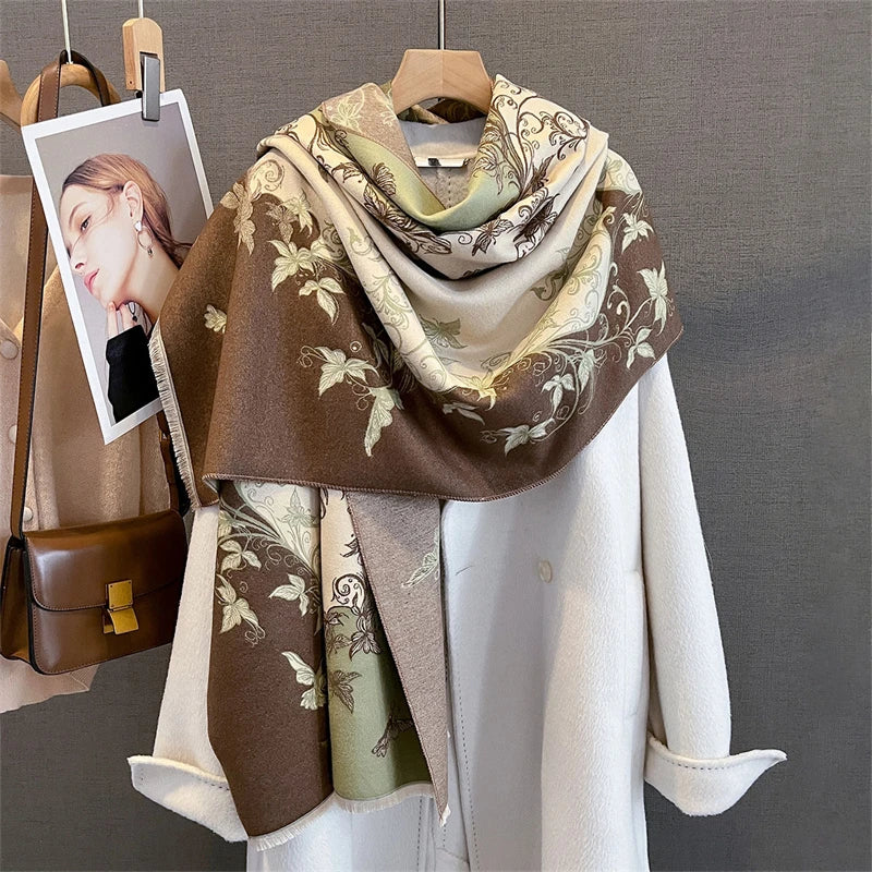 2025 Winter Warm Cashmere Scarf for Women Luxury Print Pashmina Shawl Wrap Neckerchief Female Bufanda Echarpe Design Headband - AMULET RING STORE