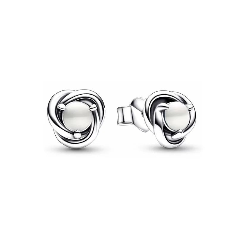 European 925 Silver Zodiac Earrings Stud Birthday Stone Suitable for Women's Exquisite Jewelry for Women's Party