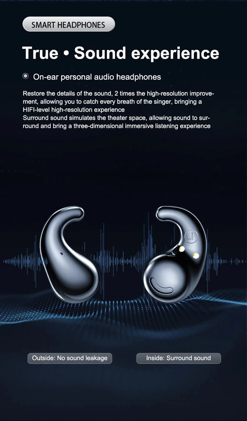 SK28 Ultra-thin Sleeping Headphones 5.4 Wireless Bluetooth Headset Invisible Earbuds Hidden In Ear Sports Earphones Waterproof
