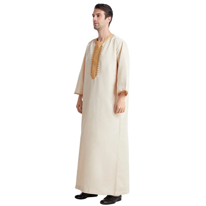 Middle Eastern Style Arrival! Spring-Summer Short-sleeve Embroidered Robe, Large-size Men's Ethnic Clothing for Ultimate Comfort