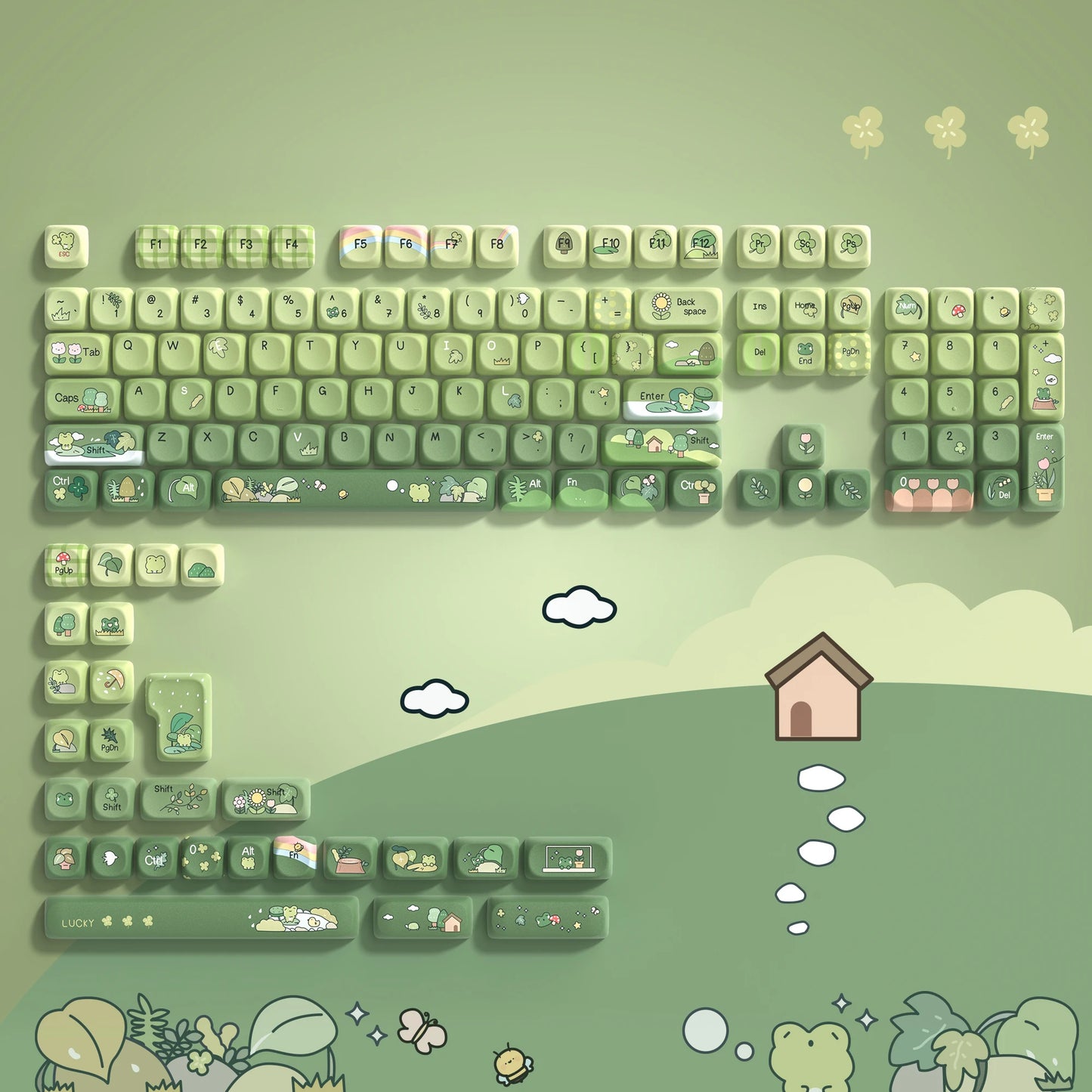 134 Keys Pink Cat  MOA Profile PBT Keycaps Customs Dye Sub Key caps for 61/87/104 Cherry MX Switch Gaming Mechanical Keyboard