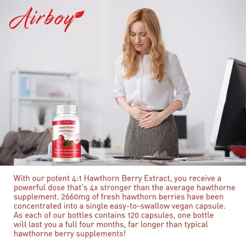 Hawthorn Berry Extract Capsule - Supports Digestive Health, Promotes Energy Production, Blood Circulation, and Boosts Immunity - AMULET RING STORE