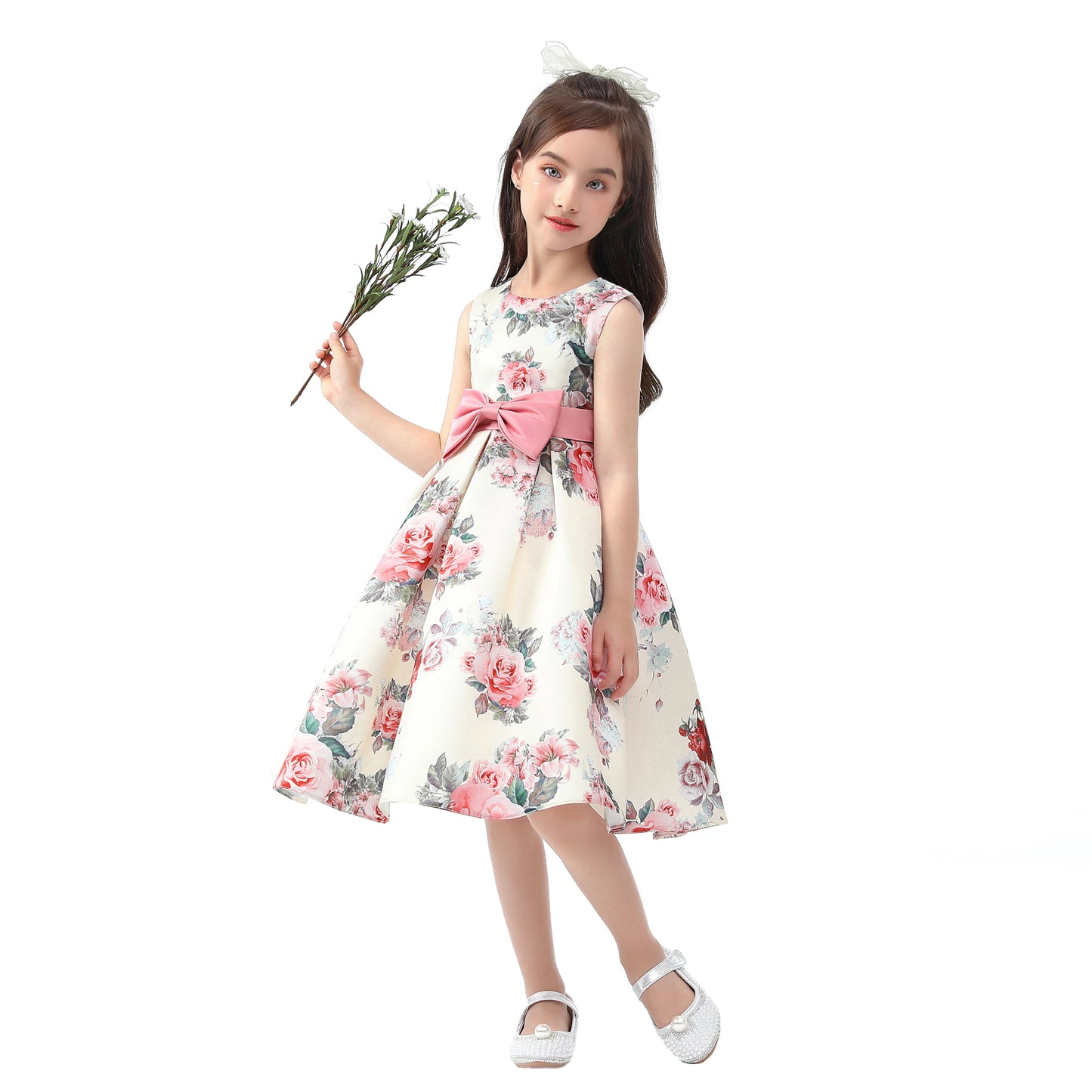 Girls' formal dress dress, printed princess dress, children's dress, flower performance outfit, children's dress