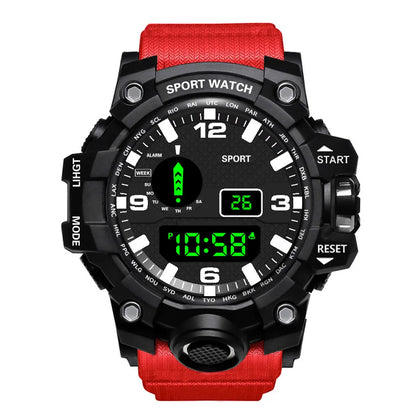 Fashion Men's Watch Sports Electronic Wristwatch Large dial Multifunctional Waterproof Luminous Alarm Kids Male's Military Watch - AMULET RING STORE