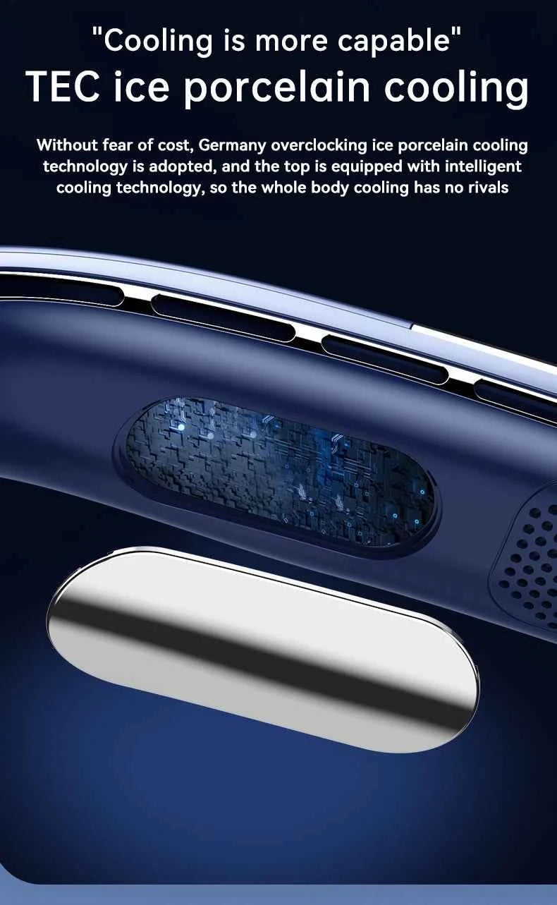 Portable Neck Fan 10000mAh Mini Bladeless Silent Neckband Fan USB Rechargeable 3 Speeds Mute Wireless Electric Neck Cooler Fans