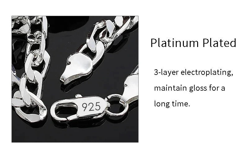 Men's 925 Sterling Silver Necklace 2/4/6/8/10/12MM 40-75cm Face Chain Necklace Lobster Clasp Men And Women Engagement Jewelry - AMULET RING STORE
