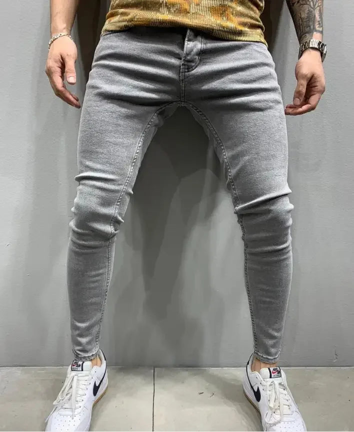 Ripped Jeans Men Stretch Skinny Grey Blue Black Hip Hop Denim Trousers Streetwear Casual Slim Fit Jeans for Men Jogging jean