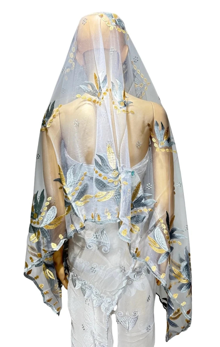 on sale 2025 New African Net Hijab Scarf For Muslim Women African Dubai Islam Headscarf Embroidery Shawls voile - AMULET RING STORE