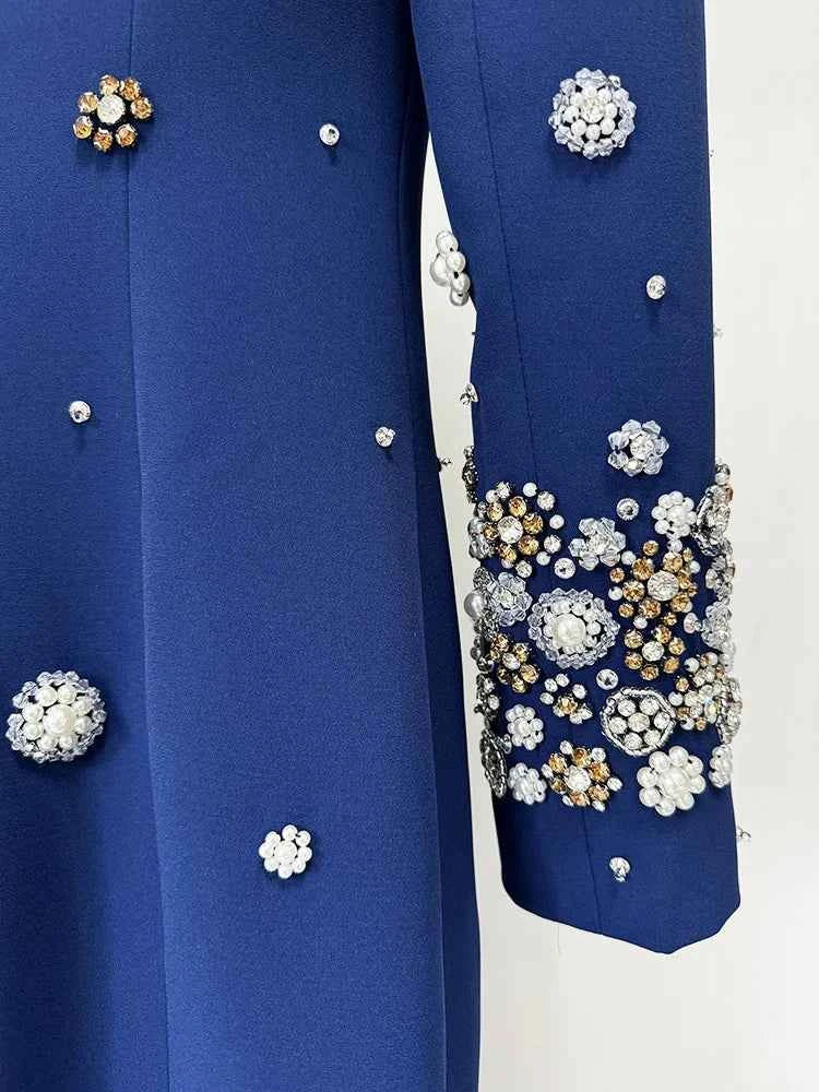 HIGH STREET Newest Fashion 2025 Designer Party Vestido Women's Formal Long Sleeve Luxurious Beaded Long Maxi Dress