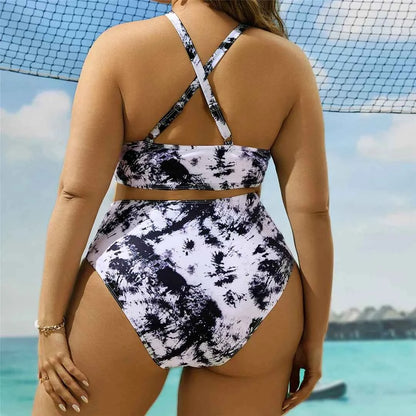 New 0xL-4XL printed bikini large size swimwear plus size women swimsuit female two-pieces bikini set bather bathing suit k5630