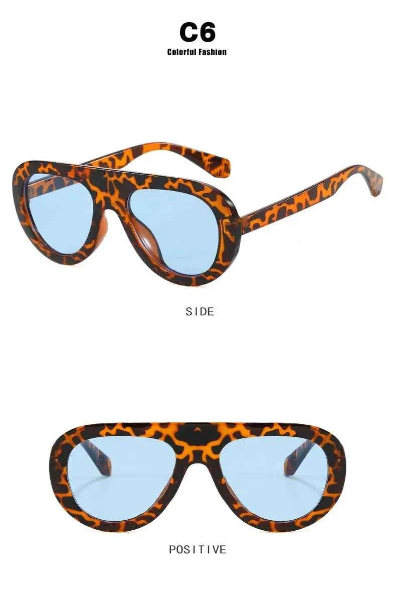 Y2K Retro Round Small Sunglasses Trendy Leopard Print Glasses Vintage Unisex Eyewear for Women Men Bold Fashion Accessories
