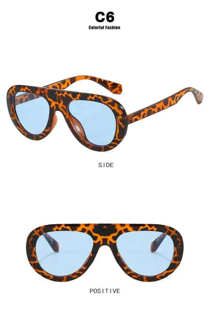 Y2K Retro Round Small Sunglasses Trendy Leopard Print Glasses Vintage Unisex Eyewear for Women Men Bold Fashion Accessories