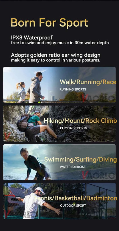 Upgrades Bluetooth 5.4 Bone Conduction Wireless Headphones 30 Meters Depth IPX8 Waterproof Swimming Headsets 32GB RAM MP3 Player