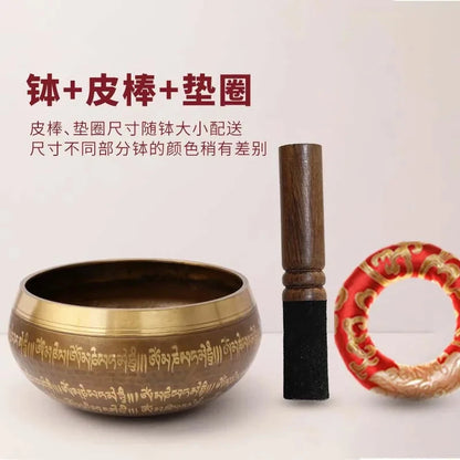 Nepal Handmade Tibetan Bowls Large Brass Singing Bowl Buddhist Meditation Sound Therapy Chakras Healing Sound Bowls Mindfulness - AMULET RING STORE