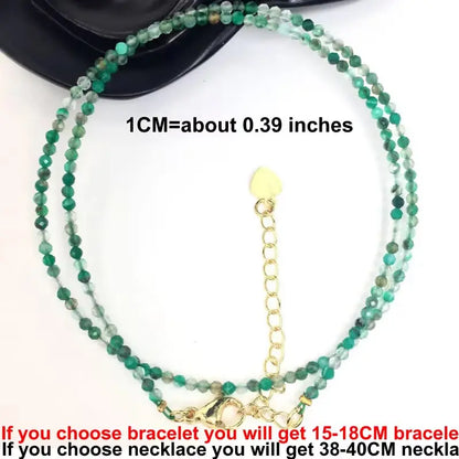 Fashion 2-3mm Faceted stone beads Necklace bracelet Pink Quartz Crystal zircon amethyst Choker Men Female Jewelry Party Gift - AMULET RING STORE