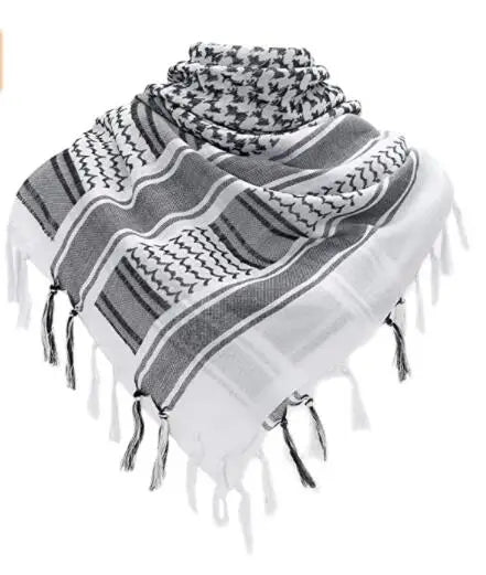 136X133CM Tactical Desert Shemagh Keffiyeh Arab Tessel Scarf Wrap Outdoor Windproof Dustproof Face Protective Scarf Men Women - AMULET RING STORE